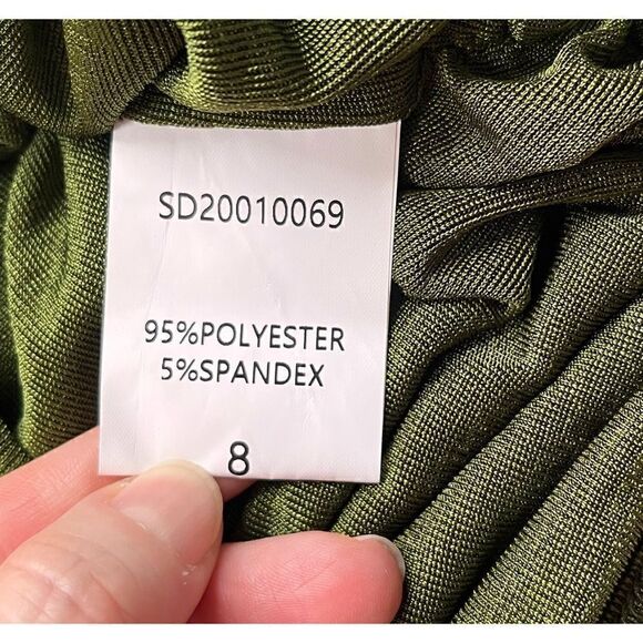 NWT Showpo Kaitie Mini Deep V Open Front Ruched Dress in Khaki, Size 4 - Picture 13 of 16